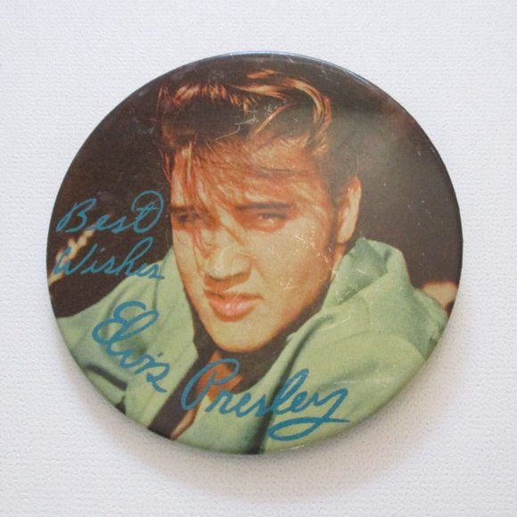 Vintage Elvis Best Wishes Button Pin Elvis Presley Enterprises Close Up Pinback - Picture 3 of 6